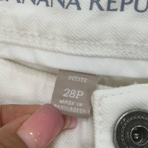 Banana Republic Women Ivory Stretch Denim Skinny Crop Jeans Petite Size 28P - Picture 3 of 12